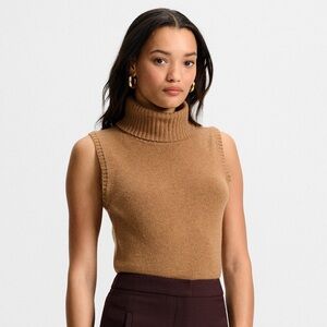 Veronica Beard Sleeveless Turtleneck Sweater - Camel
